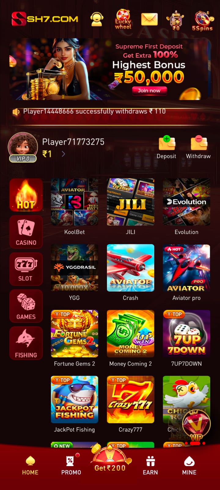 SH7 Gaming App